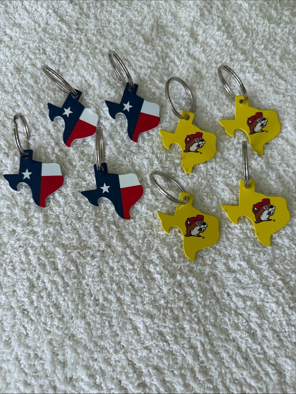 4 Texas-Shaped Yellow Keychain with Logo 4 buc-ees keychain- bottle opener style